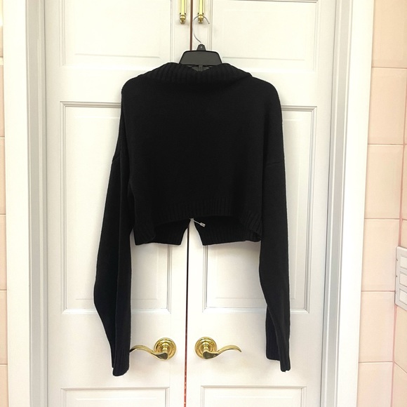 Danielle Guizio Black Safety Pin Cropped Sweater - Picture 8 of 11